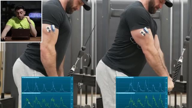حرکات پشت بازوی تست شده با استفاده از دستگاه EMG