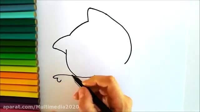 آموزش نقاشی  گربه با رنگ آمیزی| نقاشی حیوانات