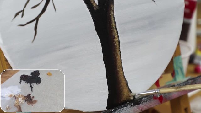 آموزش نقاشی آکریلیک درخت روی بوم (پارت 1)