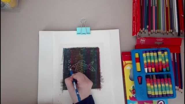 آموزش نقاشی ماهی با استفاده از مداد شمعی