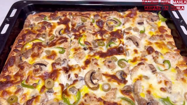 آموزش پیتزا مرغ با سس آلفردو همراه آموزش نان پیتزای رستورانی