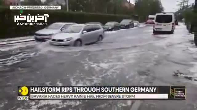 تصاویری از طوفان به همراه بارش تگرگ‌ شدید در آلمان 