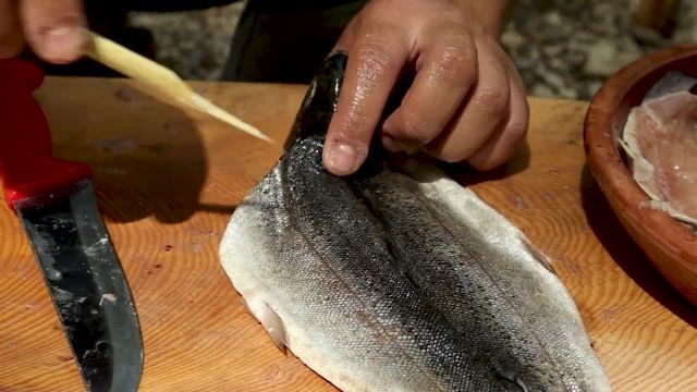 روش صید ماهی قزل آلا با دست و پختن به دو روش جنگلی