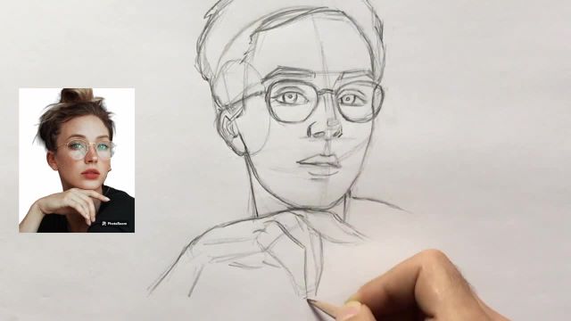 آموزش صفر تا صد طراحی چهره : ترکیب سر و دست و عینک