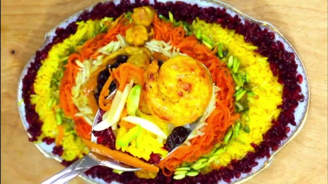 طرز تهیه مرصع پلو خوشمزه و خوش رنگ غذای شیک و مجلسی ایرانی