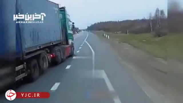 سبقت کامیون وقتی حادثه ساز می شود