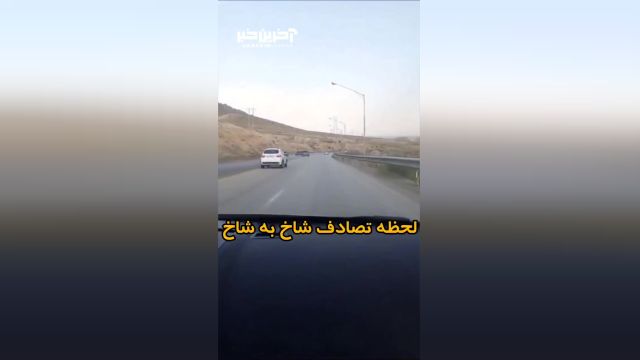 لحظه تصادف؛ شاخ به شاخ شدن پژو 206 با خودروی سواری در جاده تبریز - اردبیل