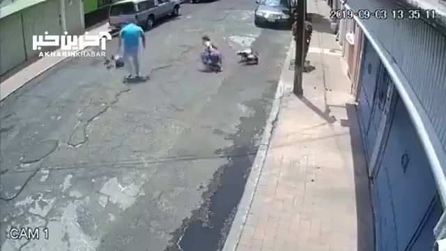 ویدئویی از حمله وحشیانه یک مرد درشت‌ اندام به دختر جوان وسط خیابان