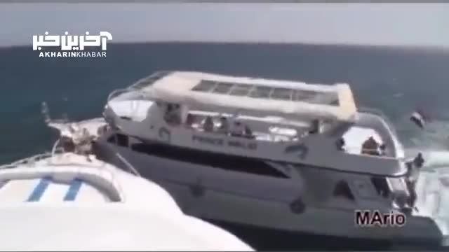 لحظه هولناک تصادف 2 کشتی وسط دریا