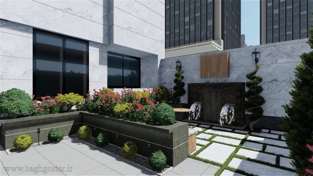 ویدئوی طراحی سه بعدی محوطه حیاط خانه | باغ گستر