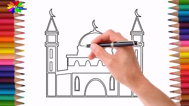 آموزش آسان نقاشی مسجد برای هنرجویان