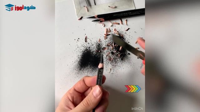 نحوه تیز کردن مداد زغالی و کنته با استفاده از کاتر