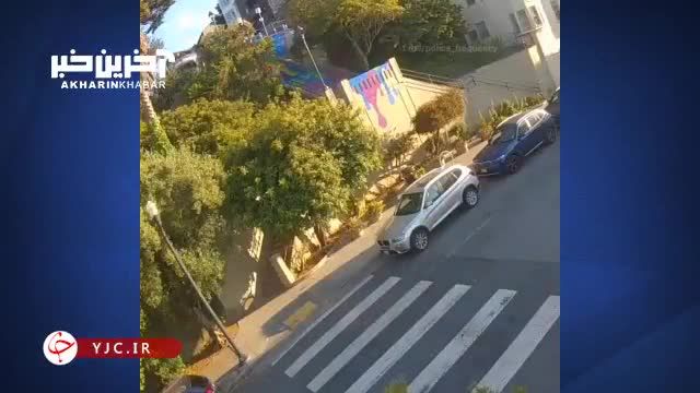 ویدیوی سقوط یک خودرو روی سقف