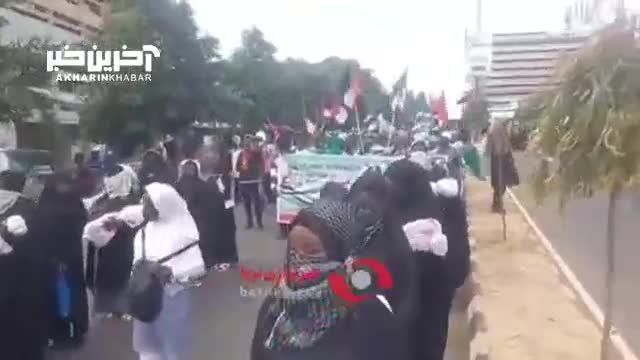 راهپیمایی پیروان شیخ زکزاکی در حمایت از فلسطین
