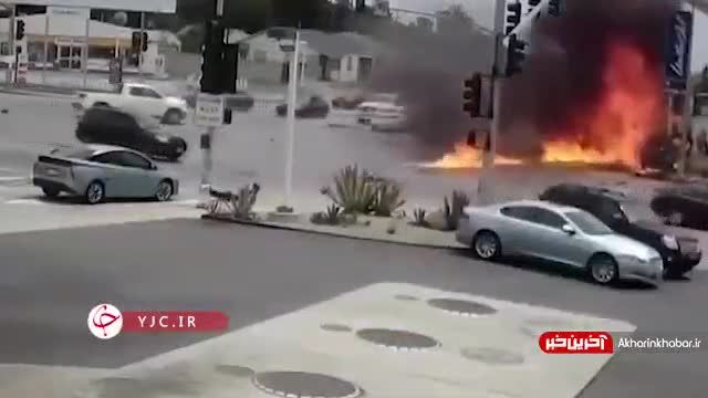 منفجر شدن ماشین در چهارراه به دلیل سرعت بالا  | ویدیو