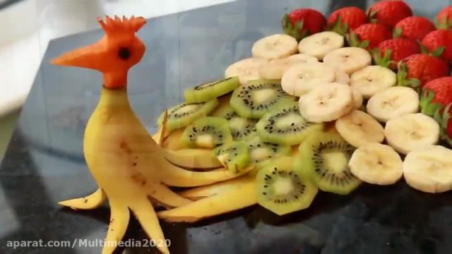 آموزش میوه آرایی به شکل طاووس