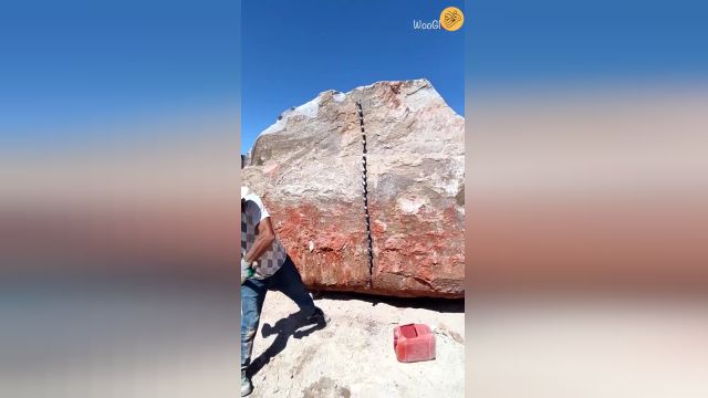 جدال احمد پهلوان اوغلو با سنگ غول پیکر در معدن | ویدیو