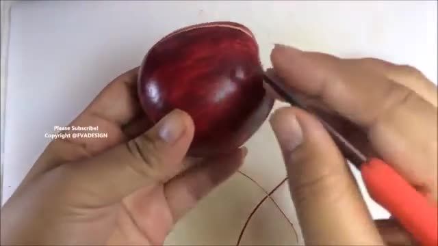 میوه آرایی کودک | تزئین سیب به شکل لاک پشت