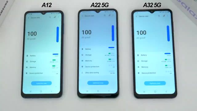 تست سرعت و مقایسه Samsung Galaxy A12 در مقابل A22 5G در مقابل A32 5G