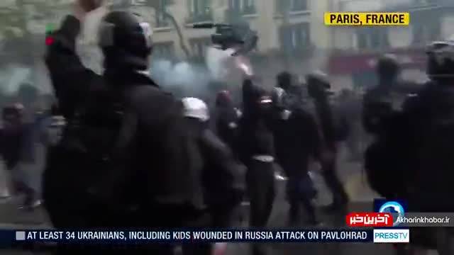 تظاهرات روز کارگر به خشونت کشیده شد ( فرانسه ) | ویدیو