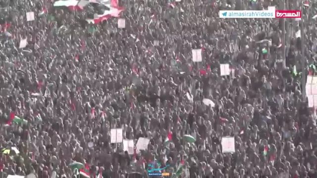 حمایت مردم صنعا از فلسطین با راهپیمایی باشکوه