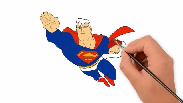 آموزش نقاشی آسان سوپرمن برای کودکان