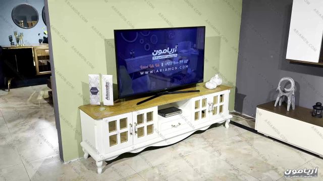 قیمت خرید جدیدترین مدل میز تلویزیون چوبی سفید در تهران