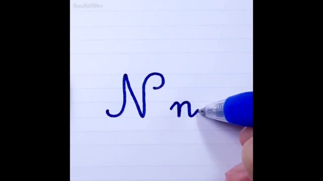 نحوه نوشتن حرف N n در خط شکسته (دستخط شکسته فرانسوی)