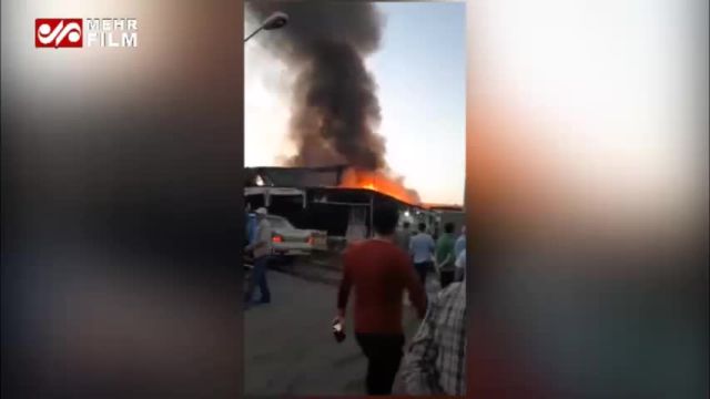 ویدیویی از آتش سوزی در بازار گل امام رضا