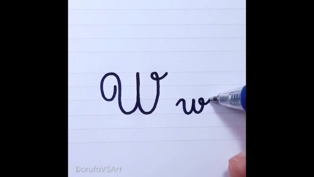 نحوه نوشتن حرف W w در خط شکسته برای مبتدیان | دست خط شکسته فرانسوی