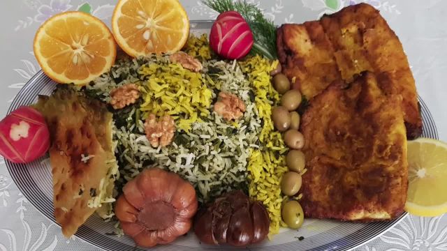 طرز پخت سبزی پلو ماهی خوشمزه و مجلسی مخصوص شب عید