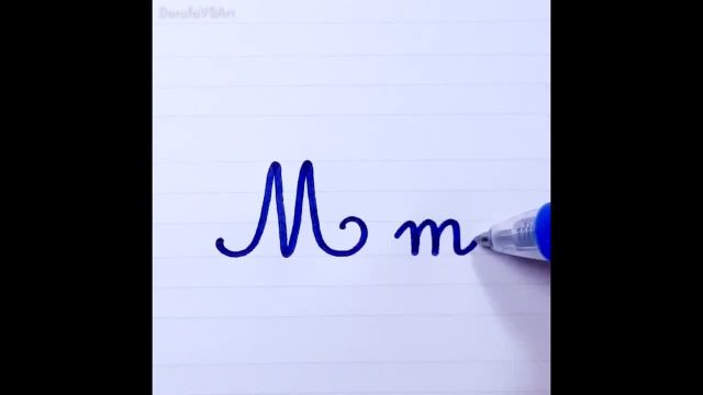 نحوه نوشتن حرف M m در خط شکسته دستخط شکسته فرانسوی