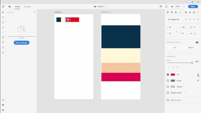 کار با کاراکتر استایل و مدیریت رنگ، کامپوننت و پلاگین ها در Adobe XD