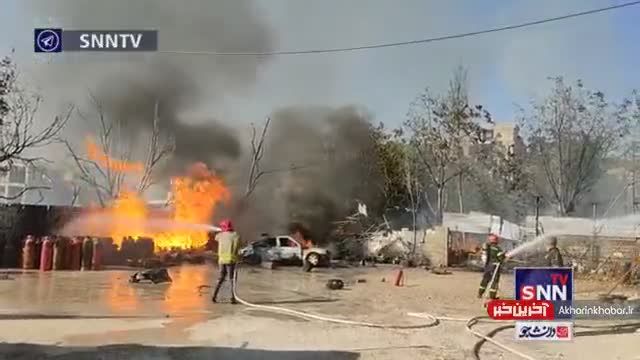 آتش‌سوزی جایگاه شارژ سیلندرهای گاز مایع در یاسوج | ویدیو