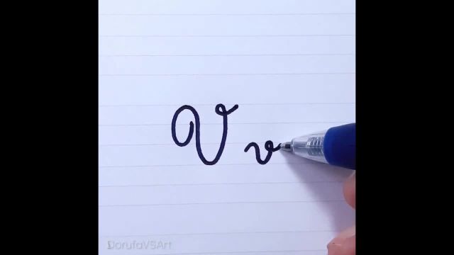 نحوه نوشتن حرف V v در خط شکسته برای مبتدیان | دست خط شکسته فرانسوی