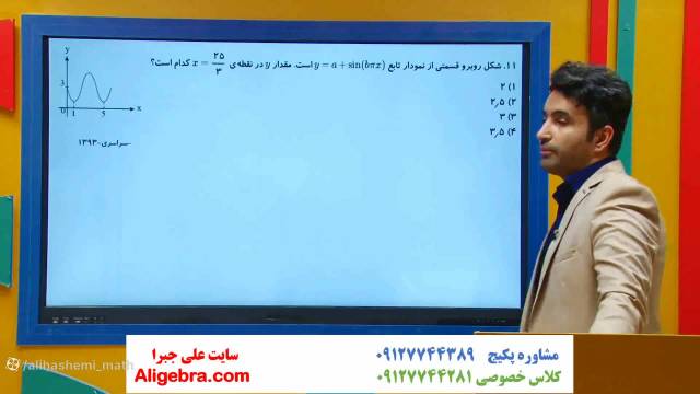 آموزش فصل دوم ریاضی دوازدهم تجربی  تست نمودار سینوس- علی هاشمی