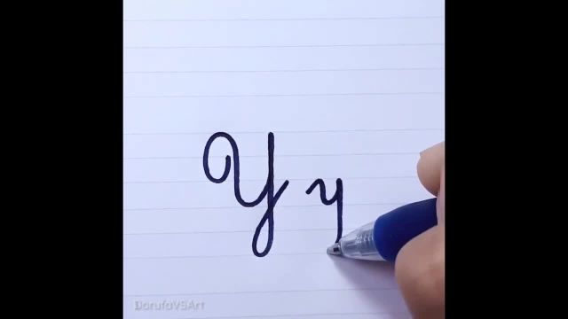 نحوه نوشتن حرف Y y در خط شکسته برای مبتدیان | دست خط شکسته فرانسوی