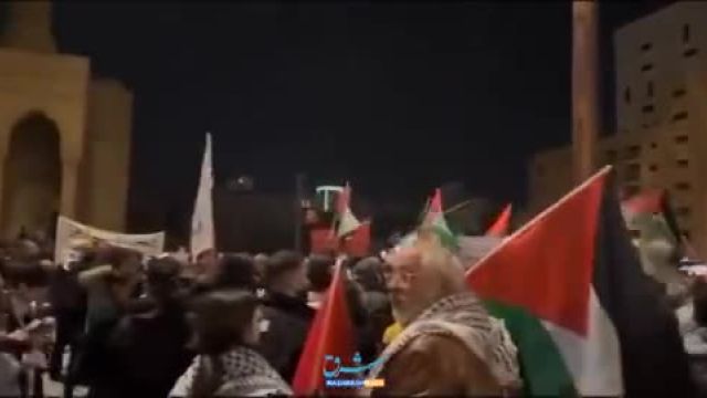 شب سال نو میلادی در بیروت: تظاهرات حمایت از غزه به همراه فیلم