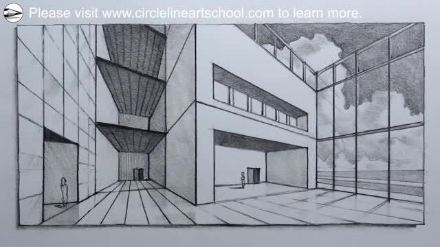 آموزش نقاشی معماری با استفاده از دید دو نقطه