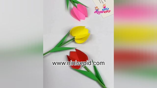 کاردستی گل لاله با کاغذ رنگی
