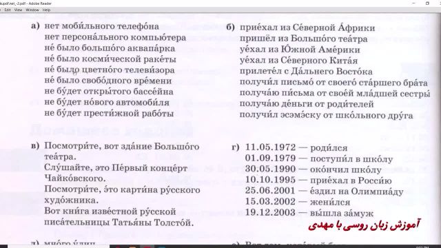 با کتاب "راه روسیه" صفحه 114 آموزش زبان روسی در جلسه 107