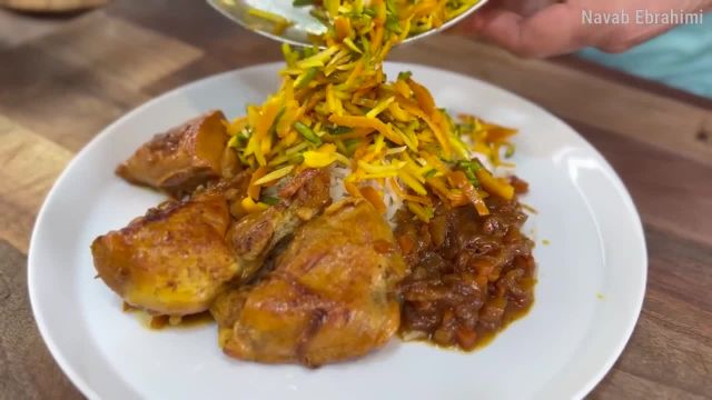 طرز تهیه شیرین‌ پلو با خوراک مرغ خوشمزه و مجلسی غذای ایرانی اصیل