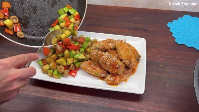 طرز پخت بال مرغ با سبزیجات بسیار خوشمزه و خوش طعم