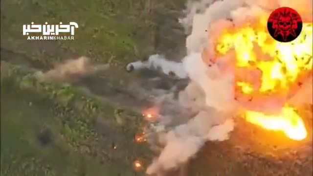 لحظه کنده شدن برجک تانک روسی پس از انفجار در پی اصابت موشک اوکراینی