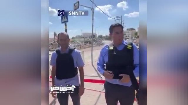 لحظه اصابت موشک به شهر سدروت هنگام مصاحبه تلویزیونی با نماینده پارلمان رژیم صهیونیستی