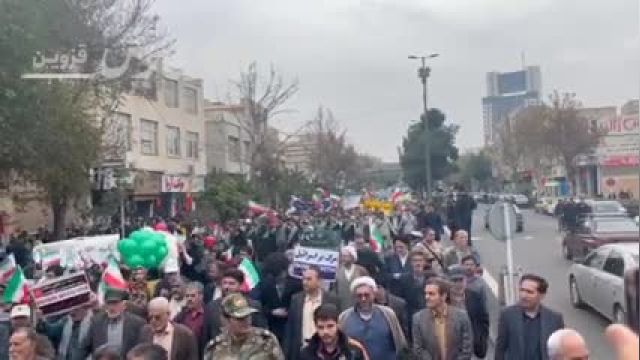 تجمع اعتراضی مردم قزوین علیه جنایت رژیم صهیونستی در روز 13 آبان