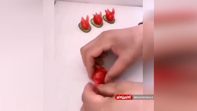 تزیین گوجه و خیار برای سالاد | فیلم