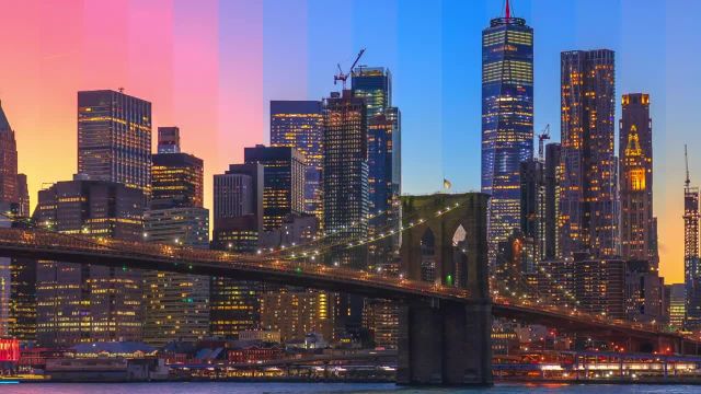 تصاویری از غروب خورشید در پل بروکلین نیویورک |این ویدیو را حتما ببینید!