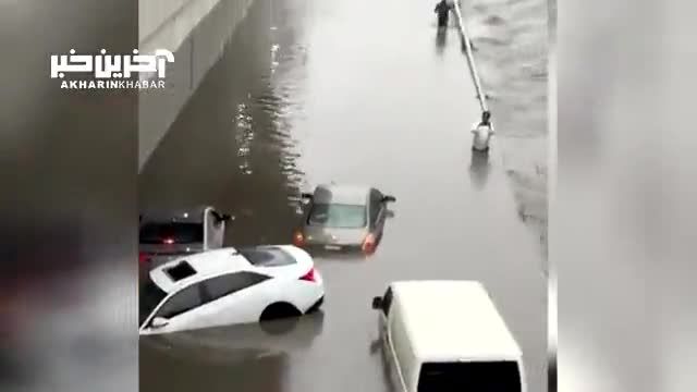 بارش شدید تگرگ در شهر سیل‌ زده عربستان + فیلم