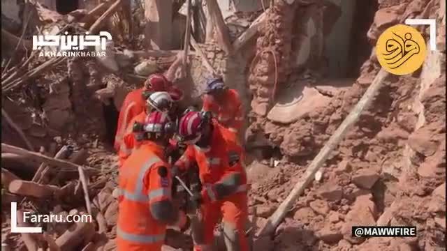 نجات یک الاغ از زیر آوارهای زلزله پس از 6 روز